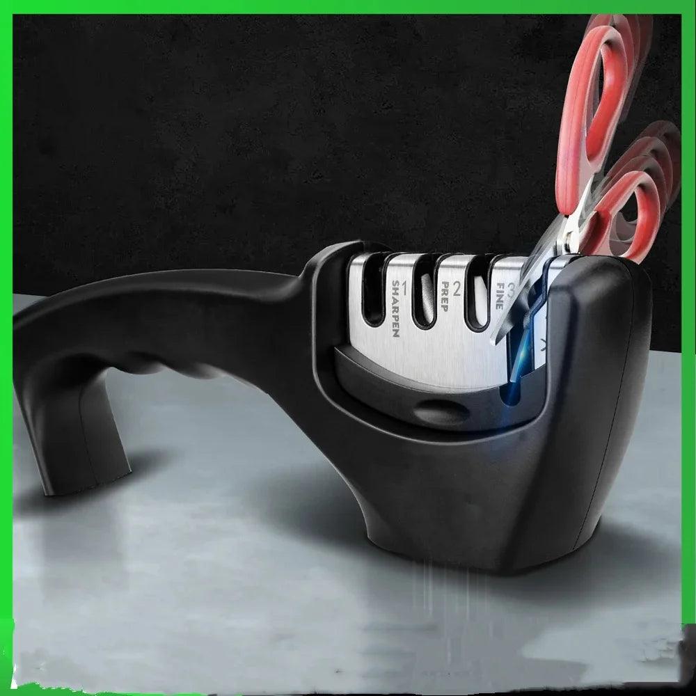 ProSharp | 4-Stage Knife Sharpener with Ergonomic Handle & Safety Grip | Versatile Tool for Kitchen Knives and Scissors 0