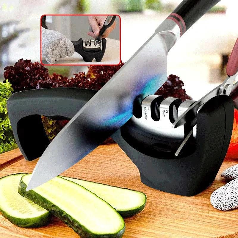 ProSharp | 4-Stage Knife Sharpener with Ergonomic Handle & Safety Grip | Versatile Tool for Kitchen Knives and Scissors 0