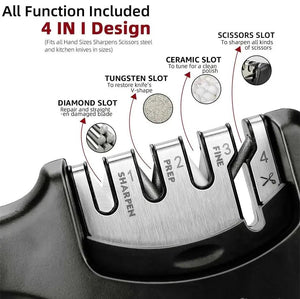 ProSharp | 4-Stage Knife Sharpener with Ergonomic Handle & Safety Grip | Versatile Tool for Kitchen Knives and Scissors 4