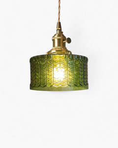 Pendant Ceiling Light — Textured Glass Shade & Vintage Brass | Ethereva