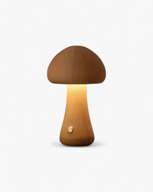 Table Lamp Light - Glomora - Wooden Mushroom Design - Soft Bedside Glow