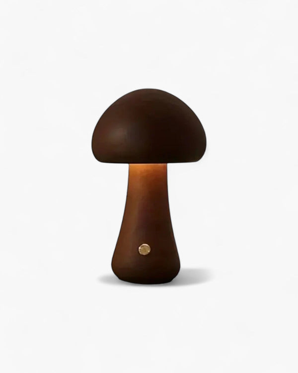 Table Lamp Light - Glomora - Wooden Mushroom Design - Soft Bedside Glow