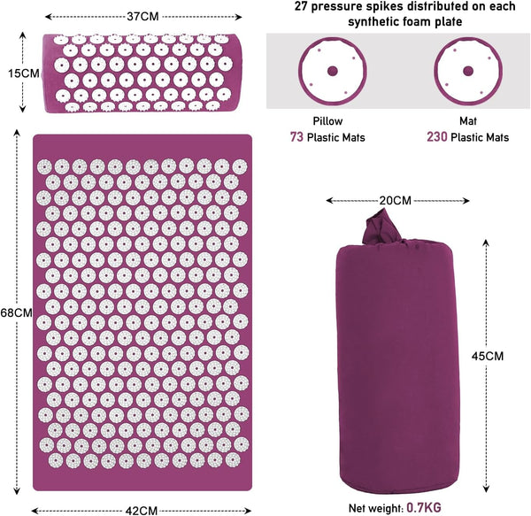 Relaxation Essentials | Acupressure Mat & Pillow Set with Portable Design ? Stress Relief & Energy Restoration 5