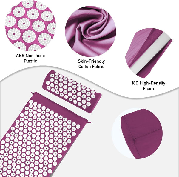 Relaxation Essentials | Acupressure Mat & Pillow Set with Portable Design ? Stress Relief & Energy Restoration 6