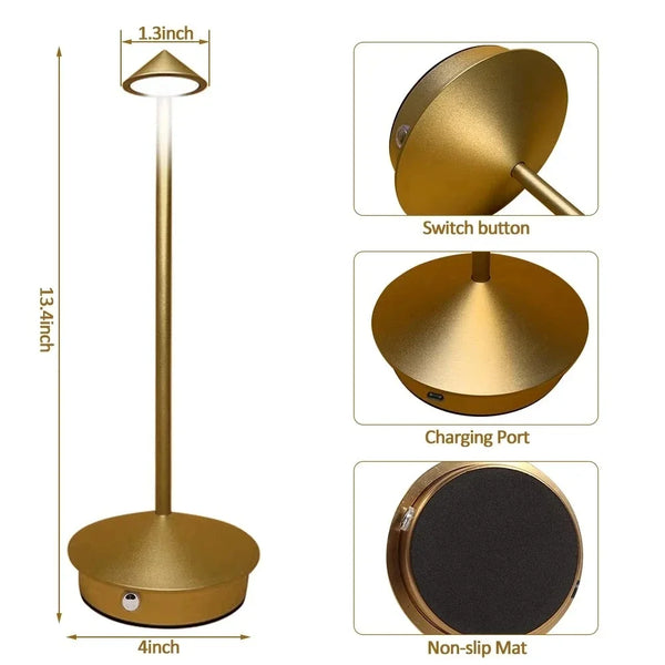 LED Table Lamp - Luminix - Dimmable Touch Light - USB Rechargeable Desk Lamp