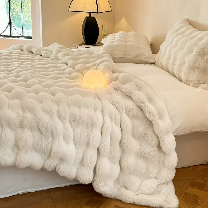 Faux Fur Blanket - Cozyra - Double Sided Throw - Luxury Bed Sofa Decor