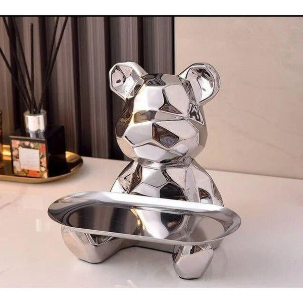 Geometric Bear Statue - Ceramix - Modern Art Decor - Space-Saving Storage