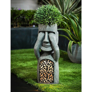 Solar Flowerpot Statue - Verdura - Resin Garden Figurine - Outdoor Decor