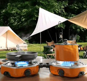 Portable Double Burner Camping Gas Stove | Folding Butane Cooktop 2.5kW Power | Outdoor Cooking Stove