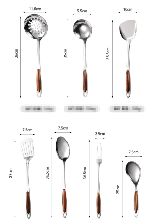 Kitchen Utensil Set - Steelora - Premium Stainless Tools - Wooden Grip Handles