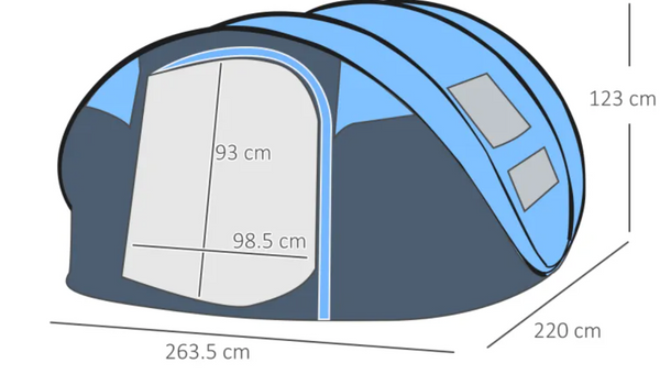 4-personers pop-up campingtält med markduk | Familjetält med omedelbar uppsättning och 4 fönster | Portabelt strand- och utomhustält med bärväska