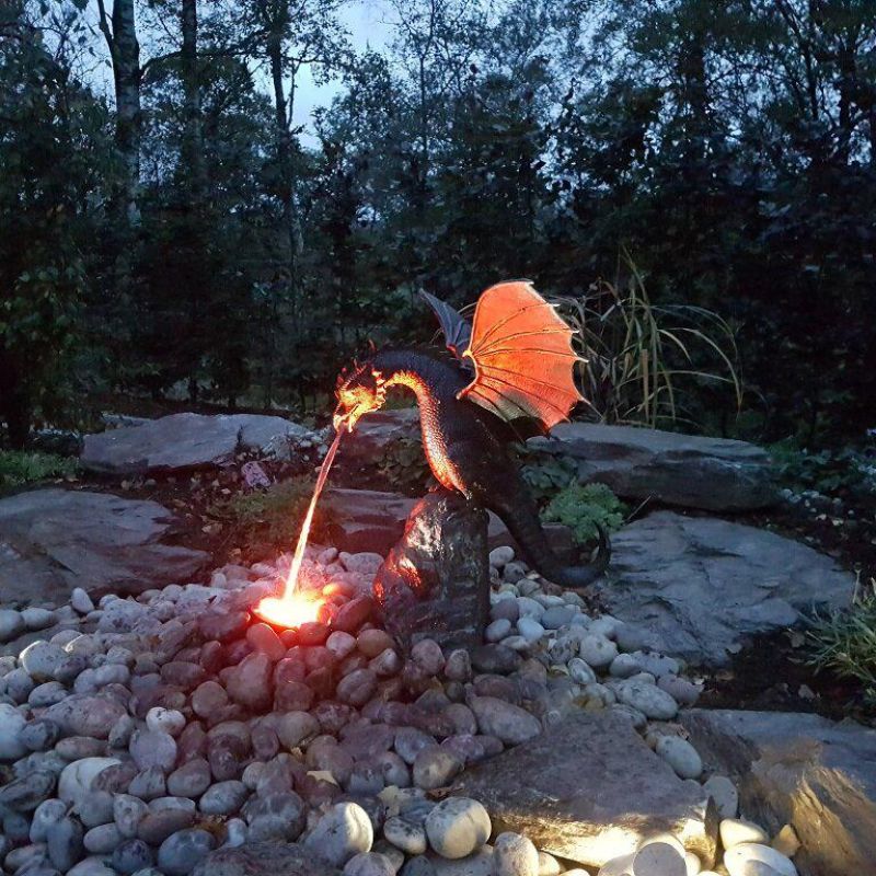 Garden Water Fountain - Drakora - Fire-Breathing Dragon - Outdoor Decor