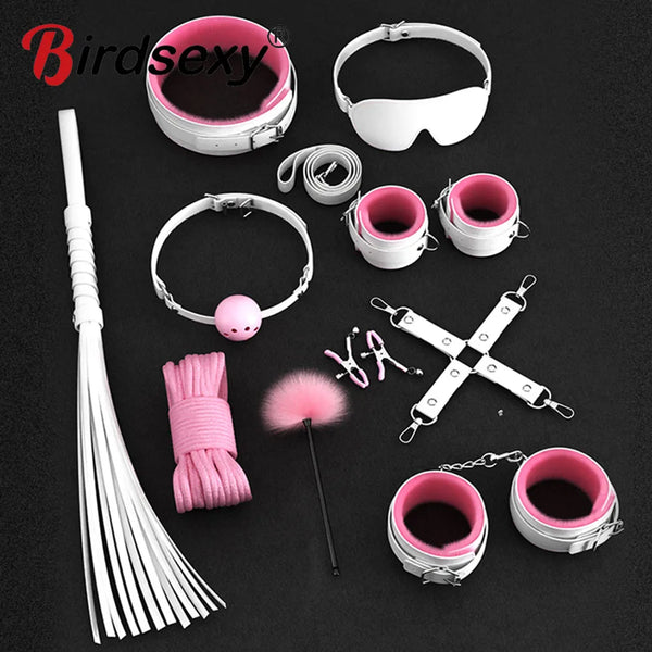 Sensual Play | BDSM Bondage Kit with Leather Whip & Nipple Clamps | Complete Set for Adventurous Couples 0