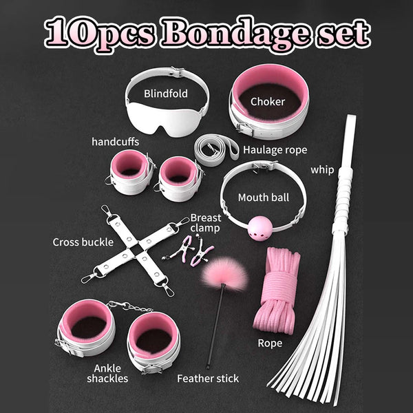 Sensual Play | BDSM Bondage Kit with Leather Whip & Nipple Clamps | Complete Set for Adventurous Couples 1