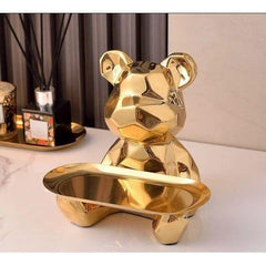 Ceramix | Geometric Bear Statue — Modern Art Décor with Hidden Storage Compartment