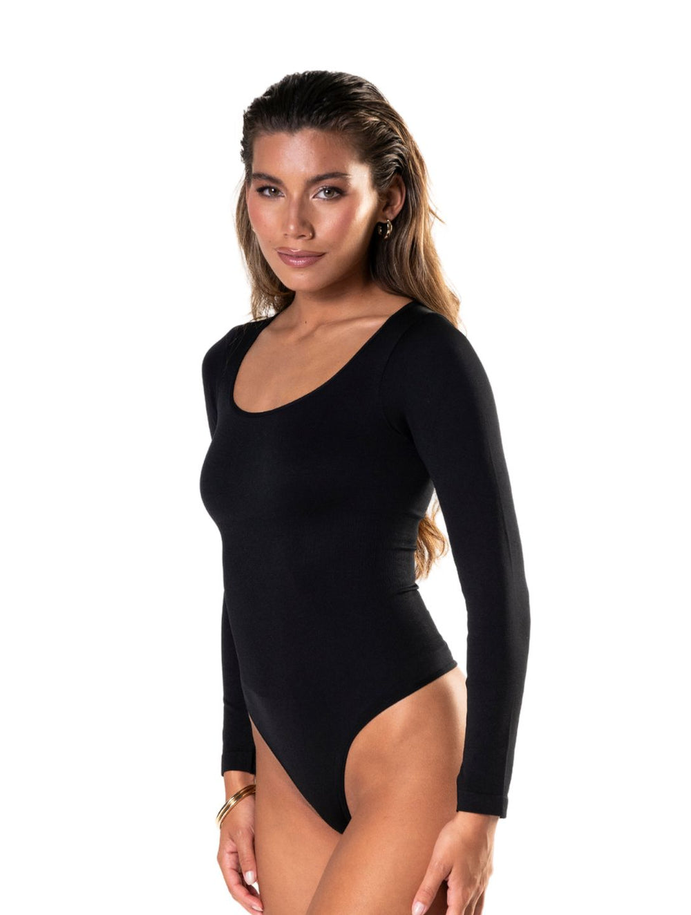 Sleek Bodysuit | Long Sleeve Thong Design with Arm-Sculpting Fit | Comfortable and Versatile for Effortless Styling 0