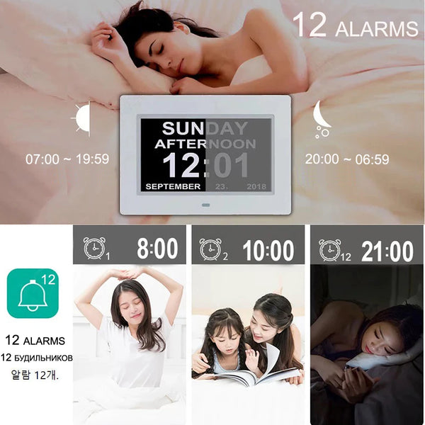 Smart LED Digital Clock with 12 Alarms & Multi-Language Support ? Perfect Reminder for Elders 3