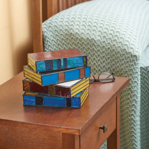 Book Lamp Light - Glazora - Stained Glass Design - Cozy Room Decor