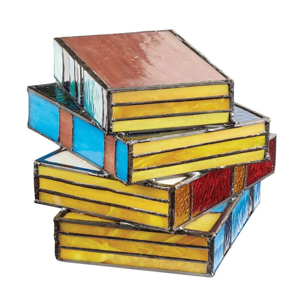 Book Lamp Light - Glazora - Stained Glass Design - Cozy Room Decor
