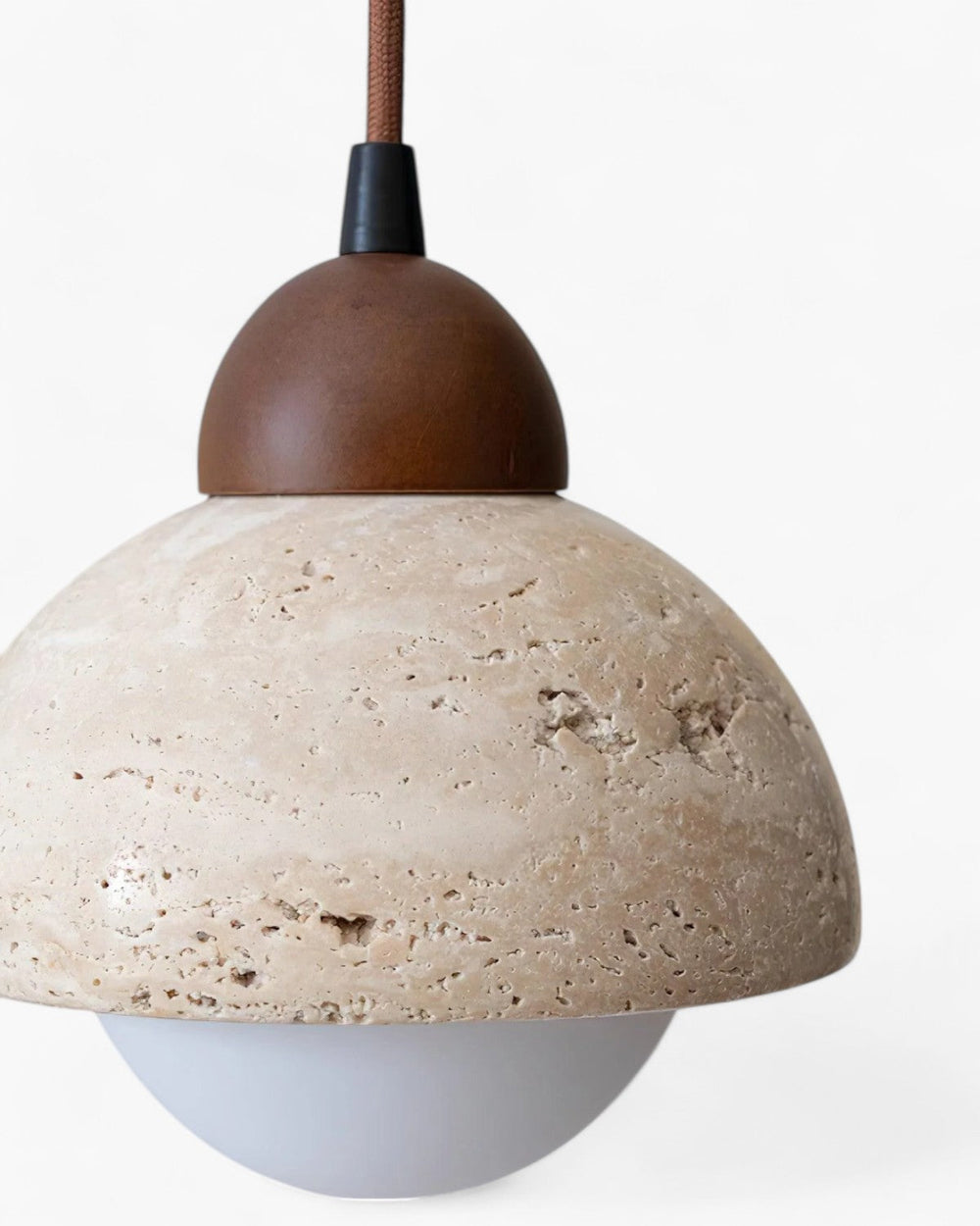 Pendant Ceiling Light - Naturvia - Travertine Dome Shade - Soft Ambient Glow