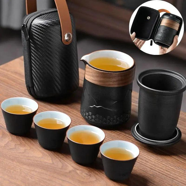 Travel Tea Set | Compact Tea Pot Set with Carrying Bag - Ideal for Outdoor Enjoyment 0