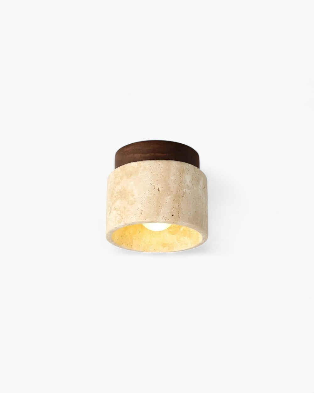 Ceiling Light Fixture - Travano - Travertine Stone Look - Rustic Flush Mount Lamp