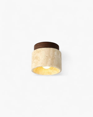 Ceiling Light Fixture - Travano - Travertine Stone Look - Rustic Flush Mount Lamp