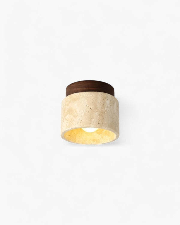 Ceiling Light Fixture - Travano - Travertine Stone Look - Rustic Flush Mount Lamp