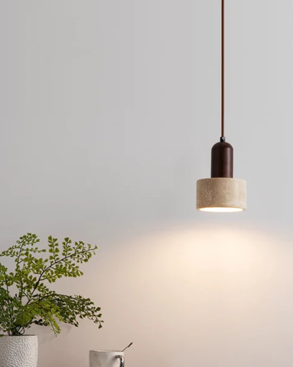 Pendant Ceiling Light - Travaro - Minimal Stone Look - Modern Hanging Fixture