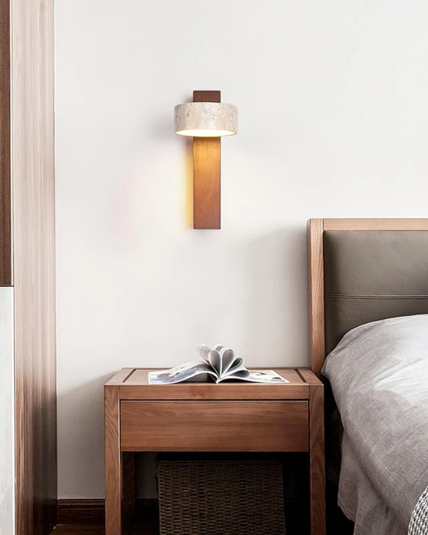 Wall Lamp Light - Travura - Natural Stone Look - Modern Wooden Sconce