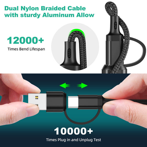 Universal 3-in-1 Charging Cable | Fast Charging iPhone Charger with Multi-Device Compatibility ? Durable Tangle-Free Design for Efficient Power Delivery 2