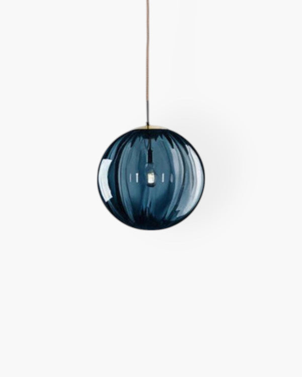 Pendant Ceiling Light - Virello - Amber Glass Globe - Modern Vintage Style
