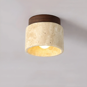 Japanese Ceiling Lamp - TranquilStone - Yellow Marble Light - Relaxing Home Decor