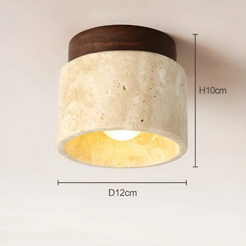 Japanese Ceiling Lamp - TranquilStone - Yellow Marble Light - Relaxing Home Decor
