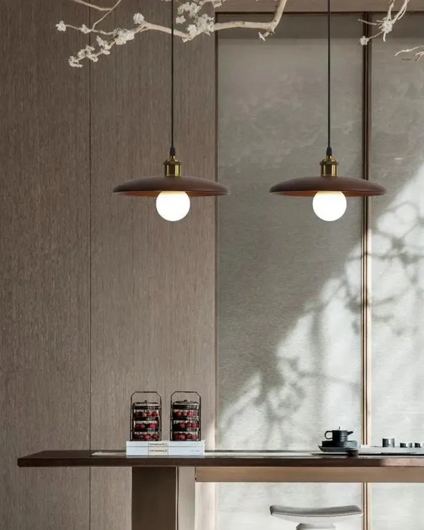 Pendant Ceiling Light - Halvora - Slim Wood Shade - Japandi Zen Design