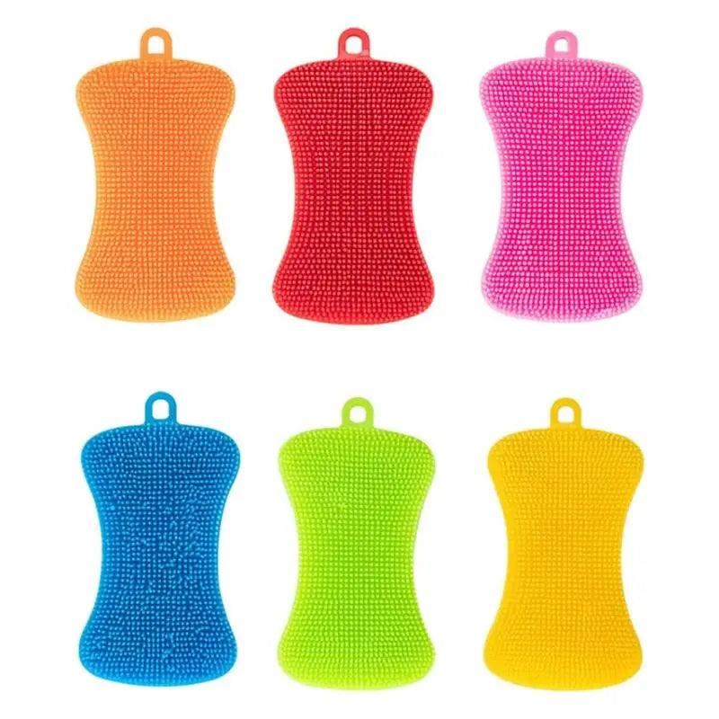 Versatile Silicone Dishwashing Brush Set with Scouring Pad | Multi-Color Kitchen Cleaning Tools 0