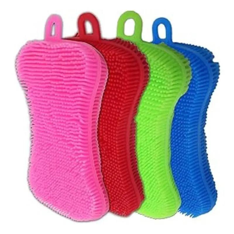 Versatile Silicone Dishwashing Brush Set with Scouring Pad | Multi-Color Kitchen Cleaning Tools 0