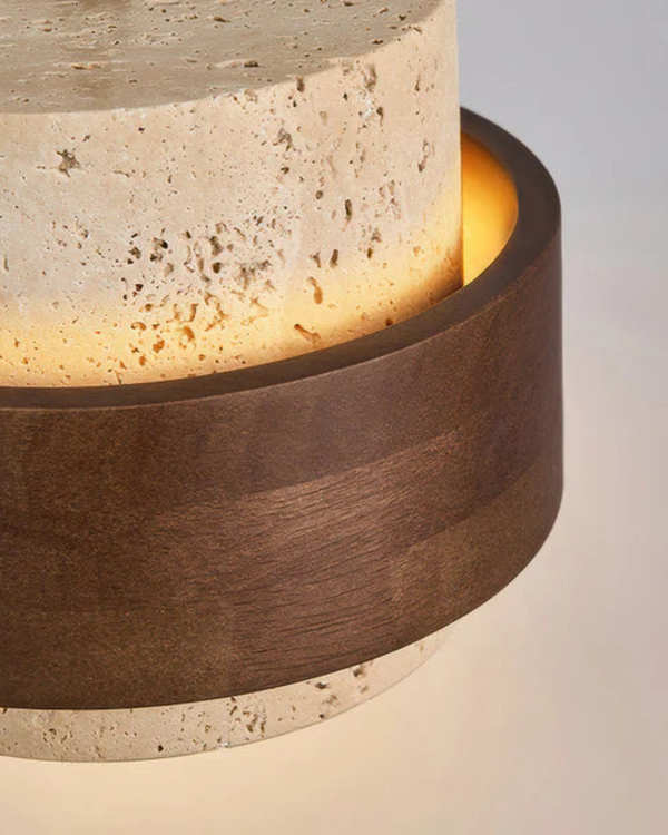 Pendant Ceiling Light - Vespera - Travertine Wood Mix - Soft Bedside Glow