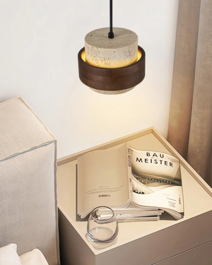 Pendant Ceiling Light - Vespera - Travertine Wood Mix - Soft Bedside Glow