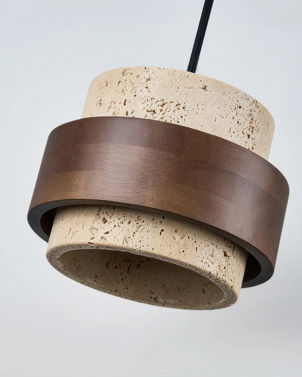 Pendant Ceiling Light - Vespera - Travertine Wood Mix - Soft Bedside Glow