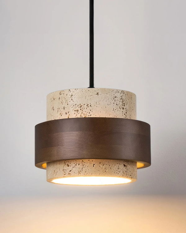 Pendant Ceiling Light - Vespera - Travertine Wood Mix - Soft Bedside Glow