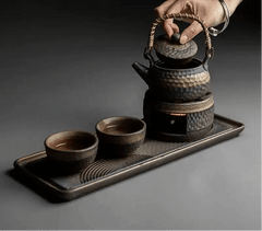 Vintage Ceramic Tea Warmer | Japanese-Style Handmade Stove for Perfectly Warmed Tea 0
