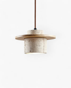 Pendant Light Fixture - Atlaro - Travertine Stone Design - Rustic Dining Lighting