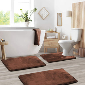Memory Foam Bath Mat Set - Comfortex - Soft Absorbent Design - Non-Slip Bathroom Rug