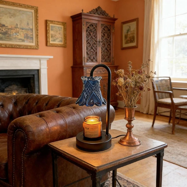 Candle Warmer Lamp With Dimmable Cobalt Lampshade