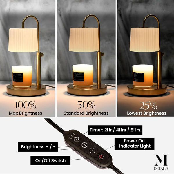 Champagne Gold Adjustable Height Candle Warmer Lamp