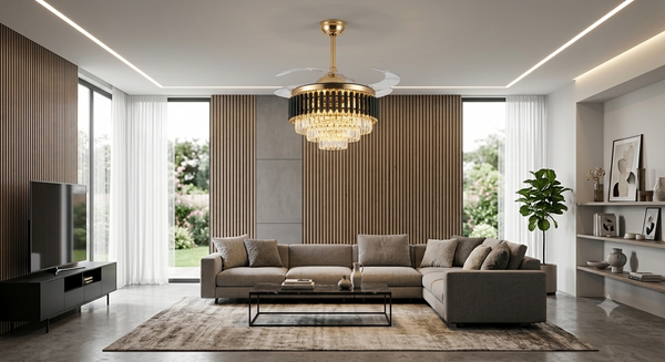 Luxury Crystal Ceiling Fan Chandelier | Dimmable | Remote control