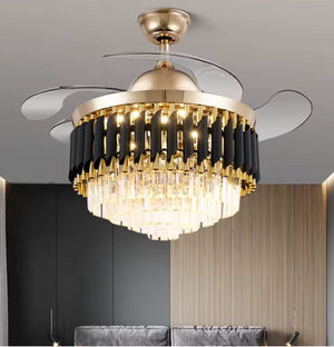 Luxury Crystal Ceiling Fan Chandelier | Dimmable | Remote control