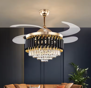 Luxury Crystal Ceiling Fan Chandelier | Dimmable | Remote control