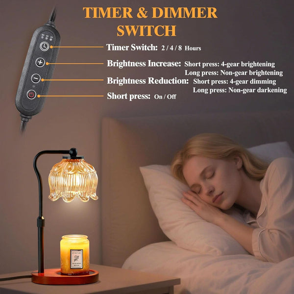 Walnut Wood Contemporary Candle Warmer Lamp Dimming